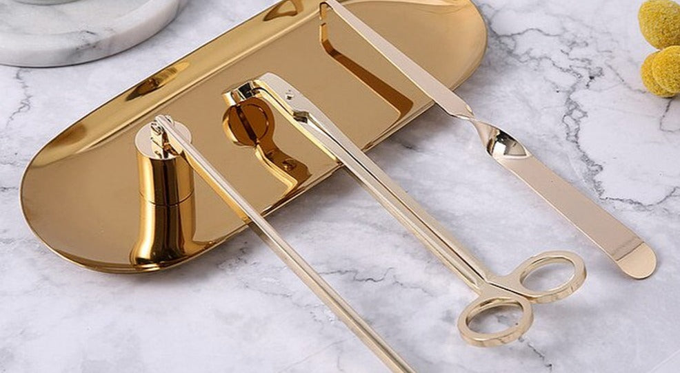 Metal Candle Extinguishing Tool Set Special Candle Extinguishing Hook for Scented Candles Candle Wick Cut Out Candle Cover Tray