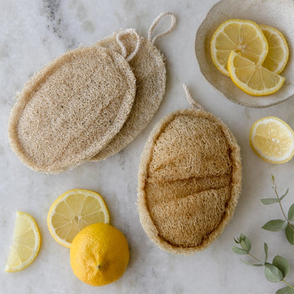 Double Layer Natural Oval Loofah Sponge