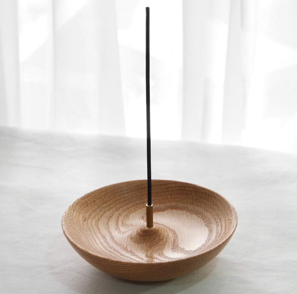 Natural Wood Incense Holder Bowl