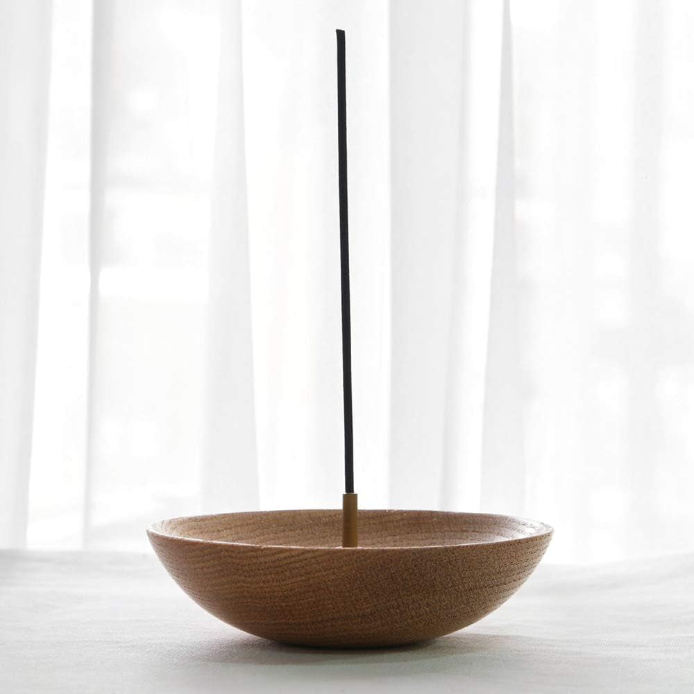 Natural Wood Incense Holder Bowl